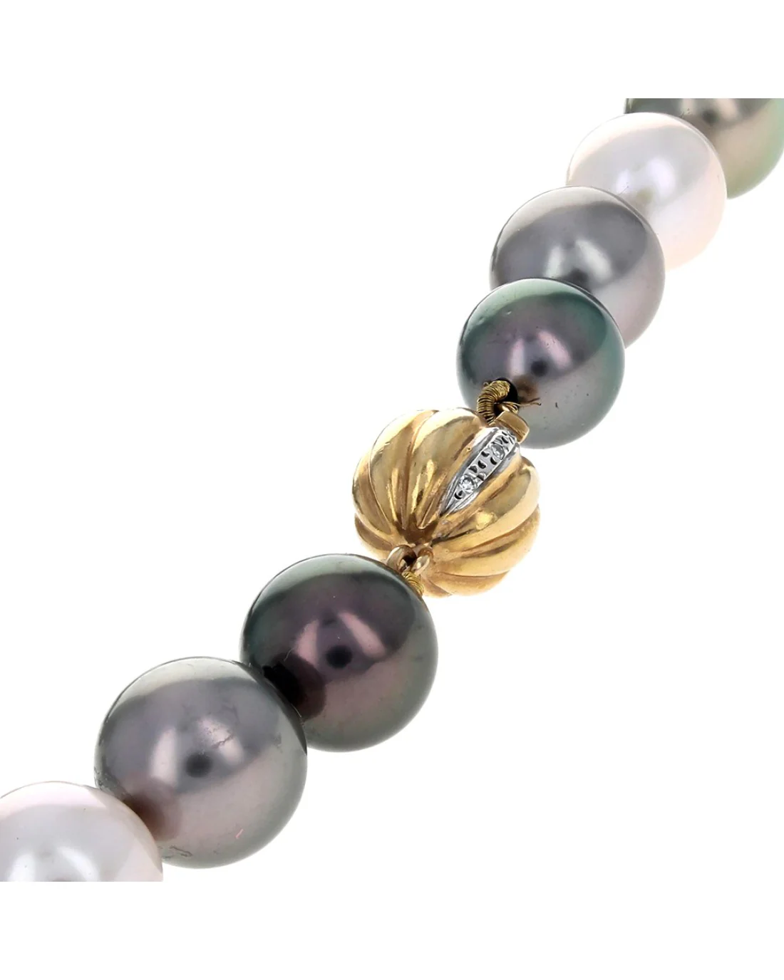 Tahitian and South Sea Multi Color Pearl Necklace with Diamond Ball Clasp - Image 2