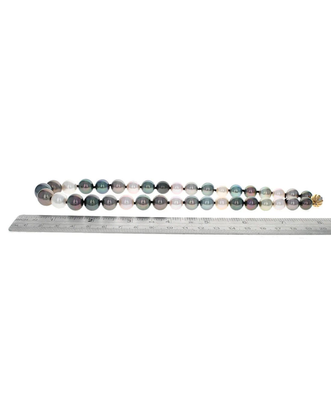 Tahitian and South Sea Multi Color Pearl Necklace with Diamond Ball Clasp - Image 3