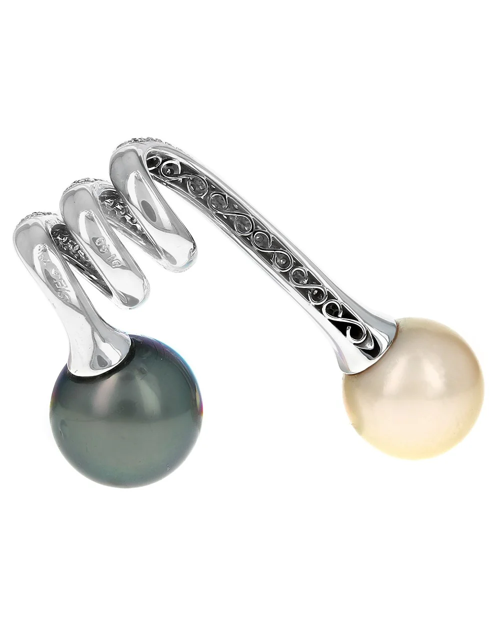 Tahitian and Yellow South Sea Pearl Diamond Pave Wrap Pendant - Image 4