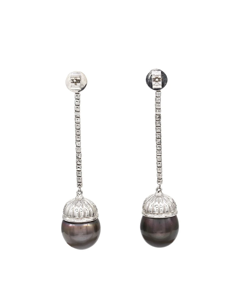 Tahitian Pearl and Diamond Earrings in Gold - Image 2
