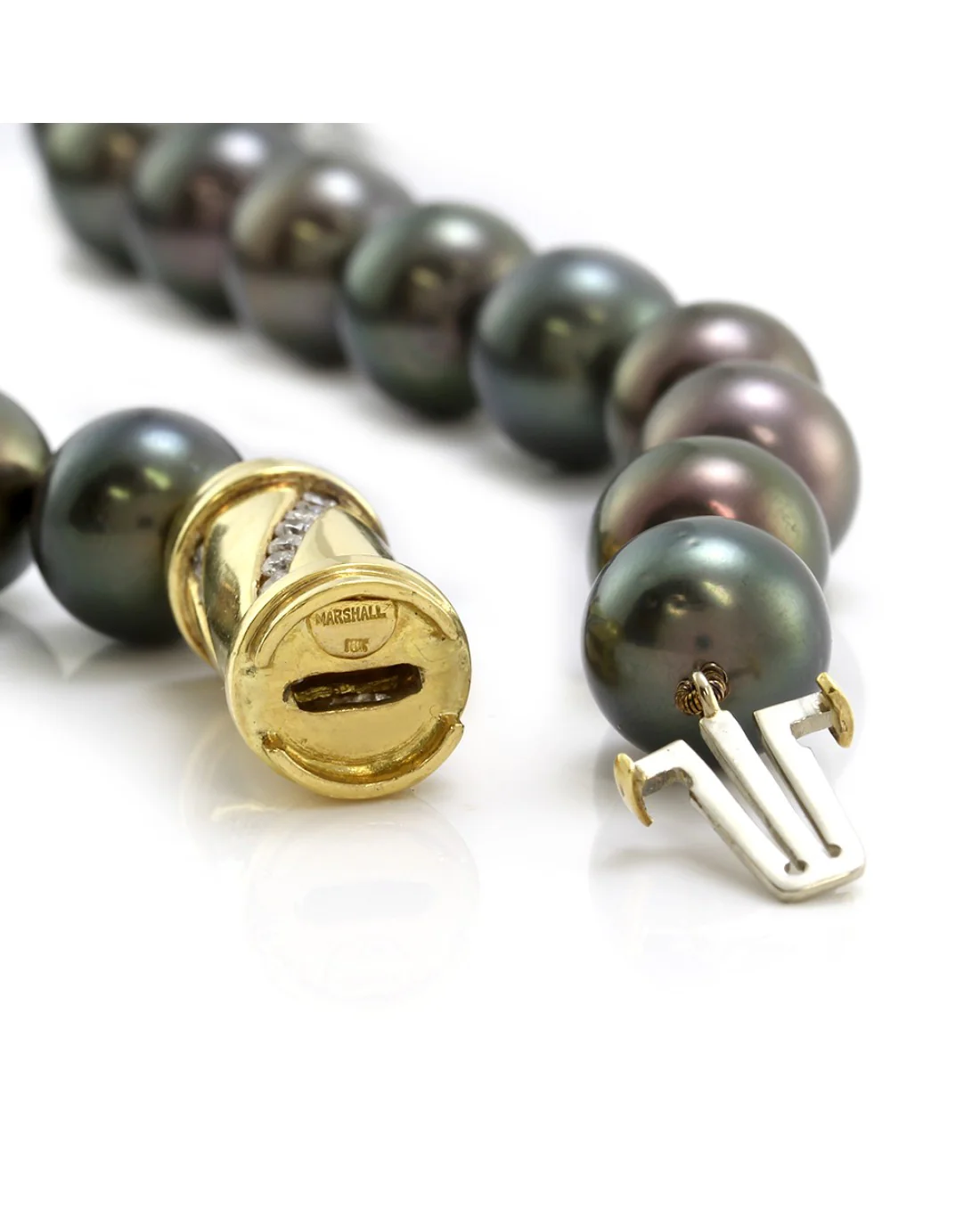 Tahitian Pearl Necklace with Diamond Barrel Clasp - Image 2