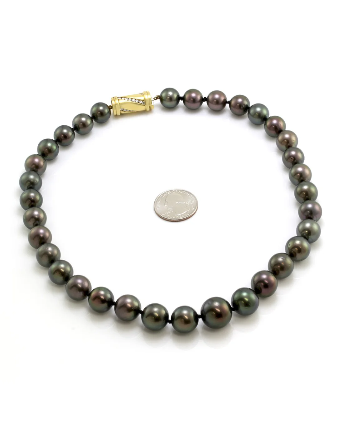 Tahitian Pearl Necklace with Diamond Barrel Clasp - Image 3