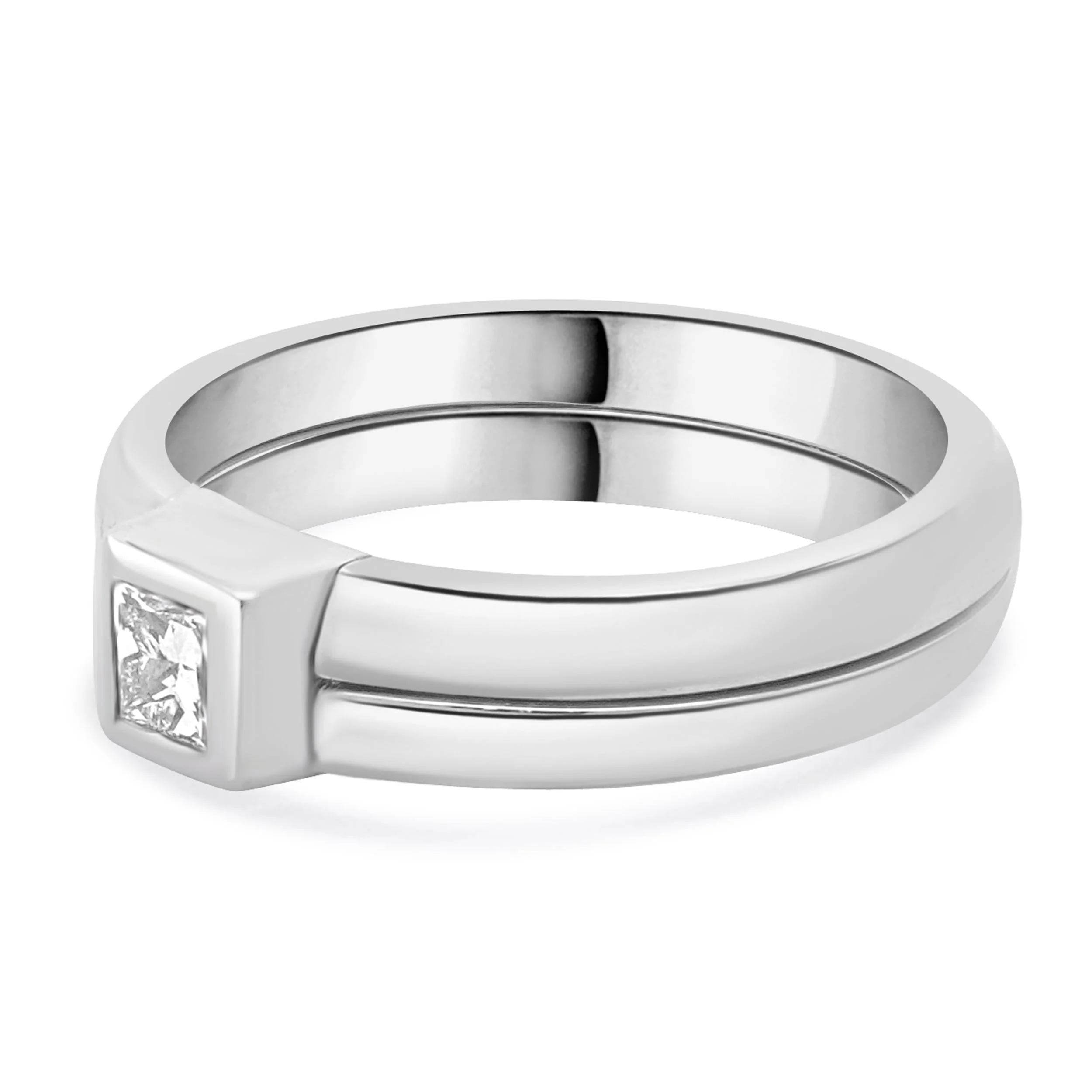 Takohl 14 Karat White Gold Princess Cut Diamond Ring - Image 2