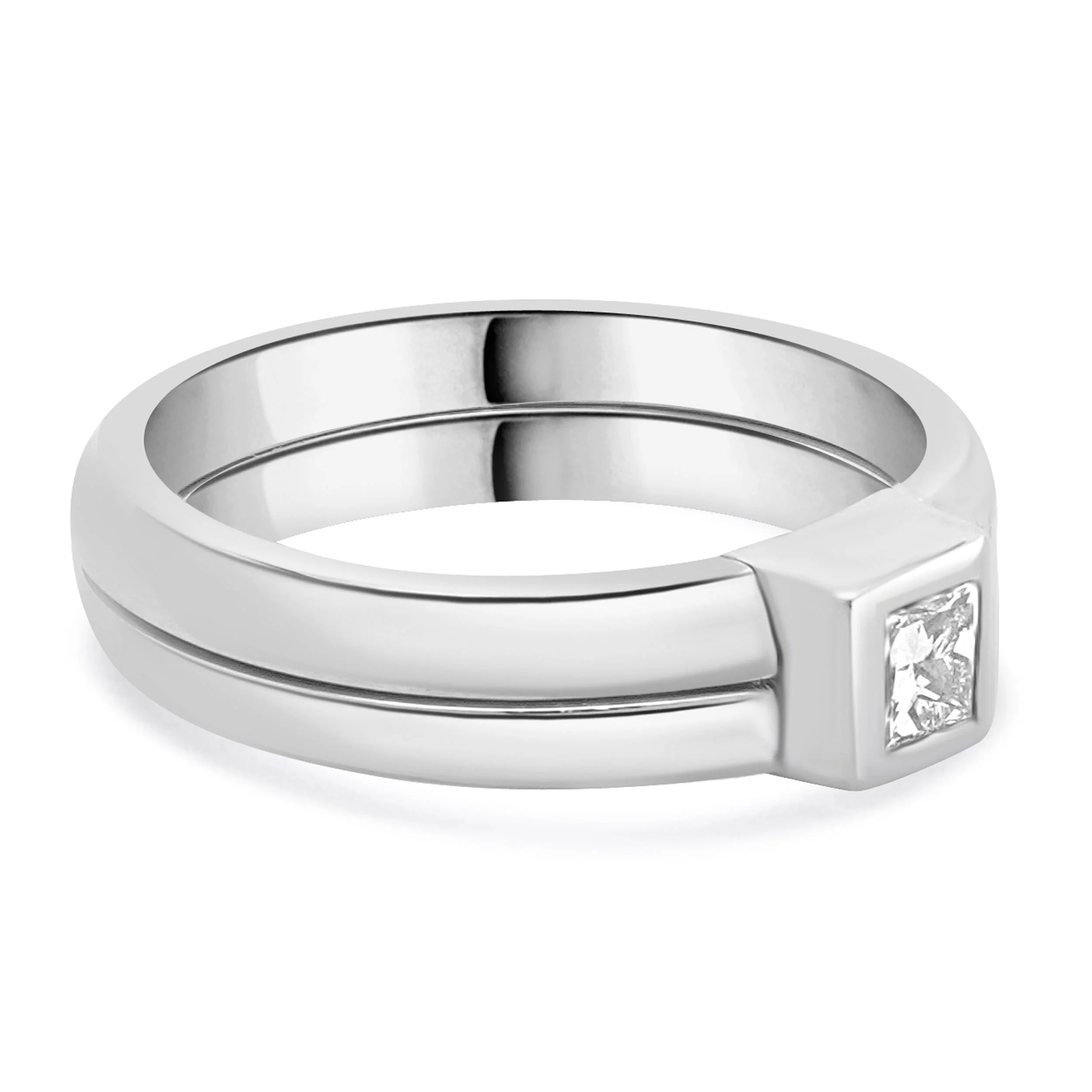 Takohl 14 Karat White Gold Princess Cut Diamond Ring - Image 3