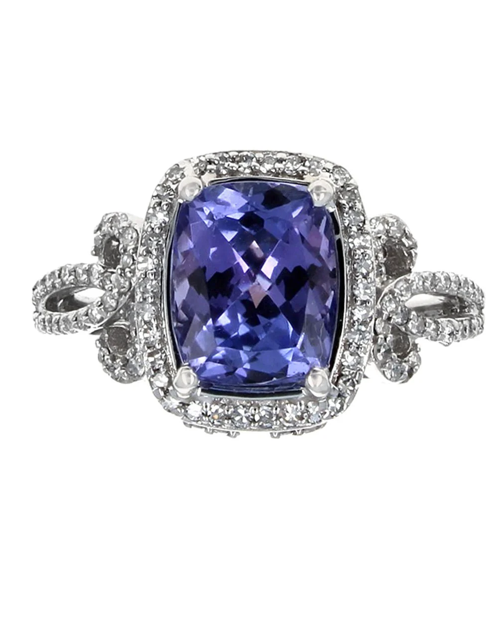 Tanzanite and Diamond Halo Ring - Image 2