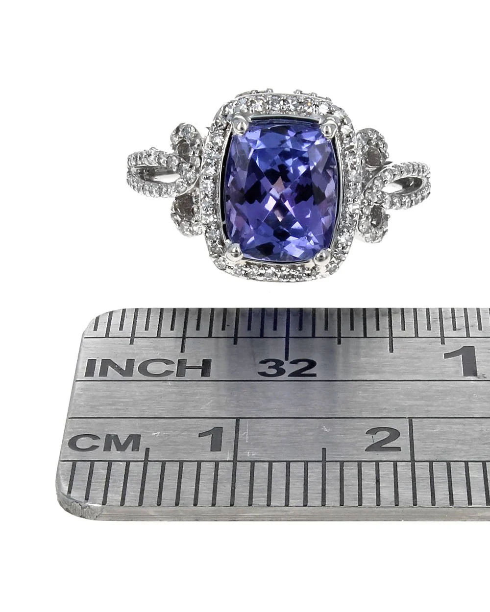 Tanzanite and Diamond Halo Ring - Image 3