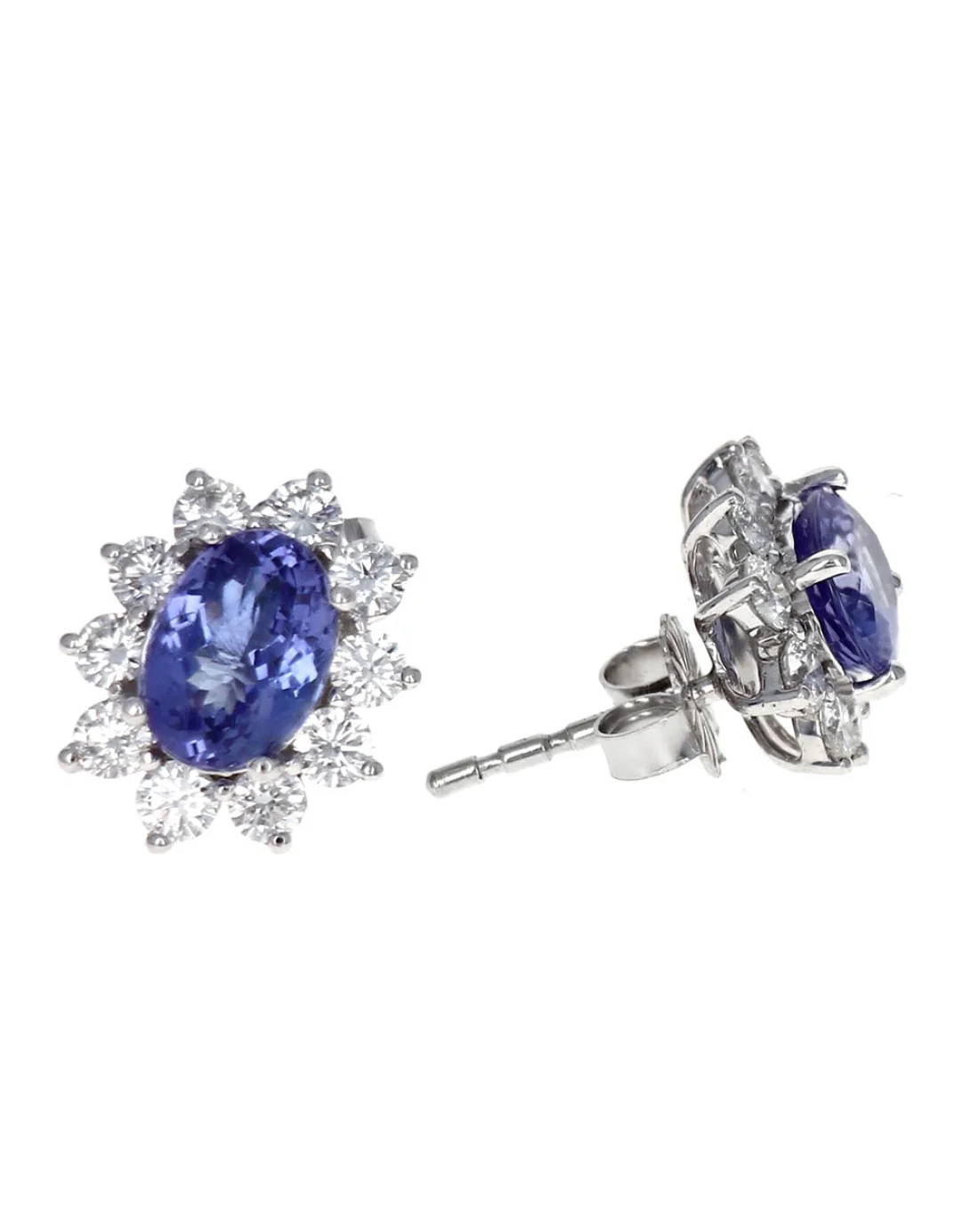 Tanzanite and Diamond Halo Stud Earrings - Image 2