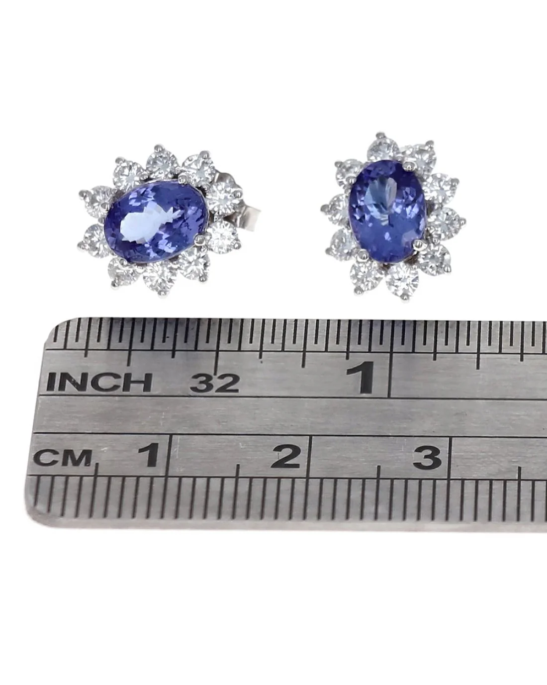 Tanzanite and Diamond Halo Stud Earrings - Image 3