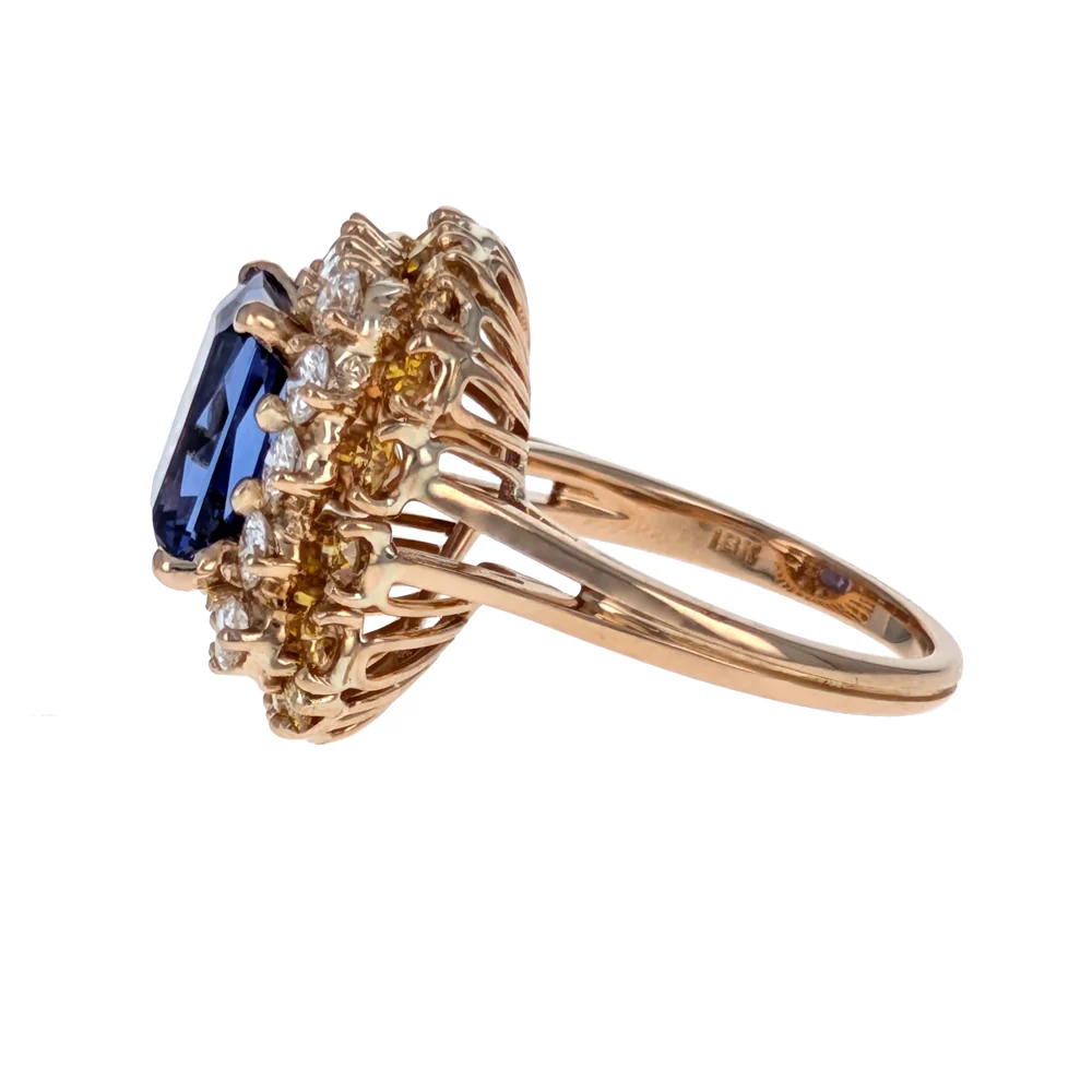 Tanzanite and Diamond Ring in 18K Yellow Gold - Image 2