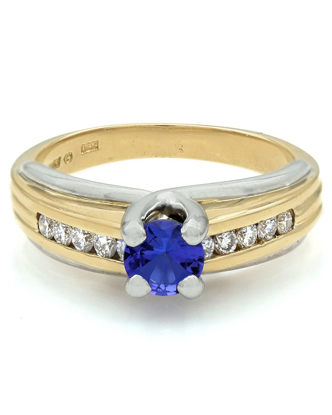 Tanzanite and Diamond Ring in 2 Tone Gold - Image 2