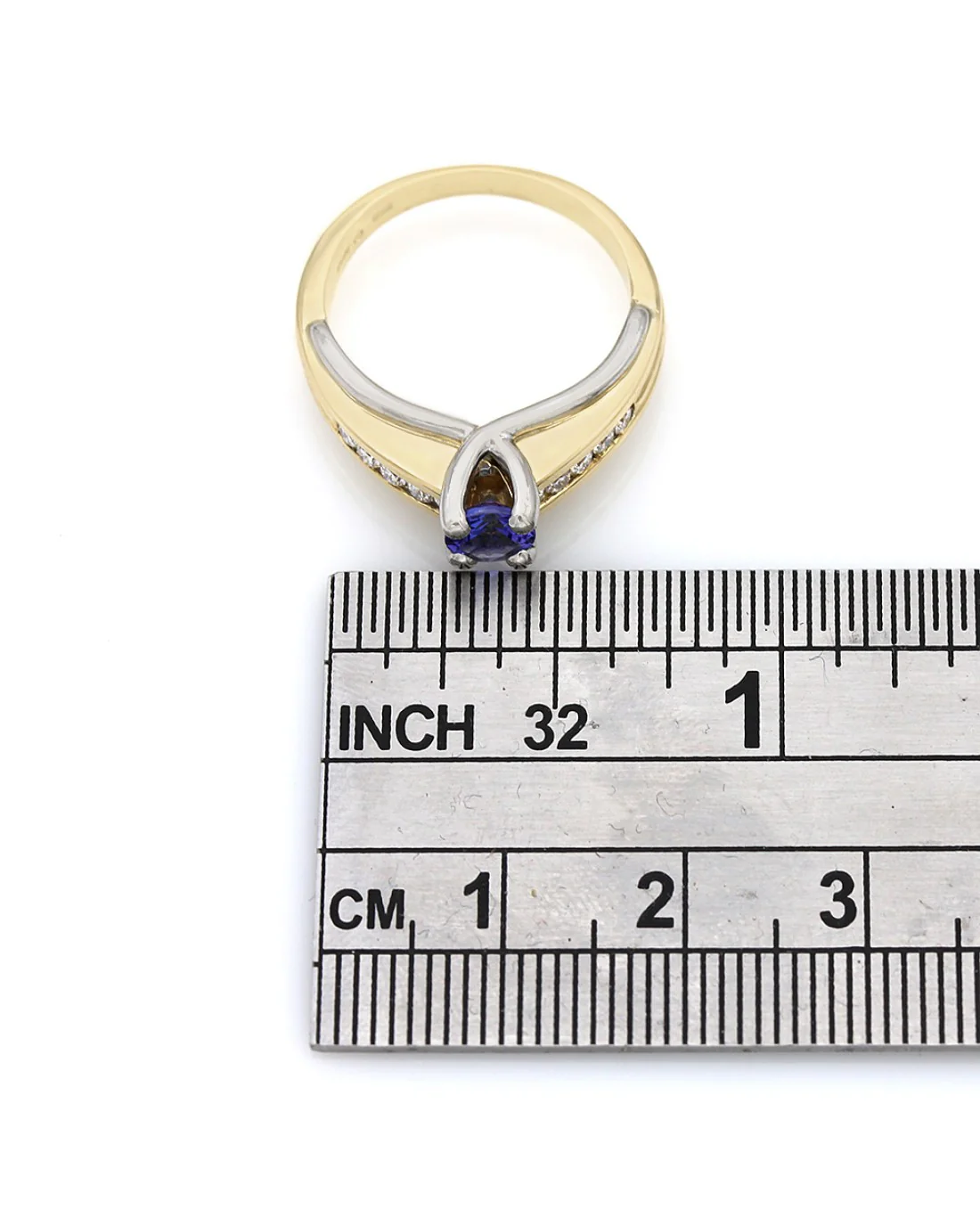 Tanzanite and Diamond Ring in 2 Tone Gold - Image 4