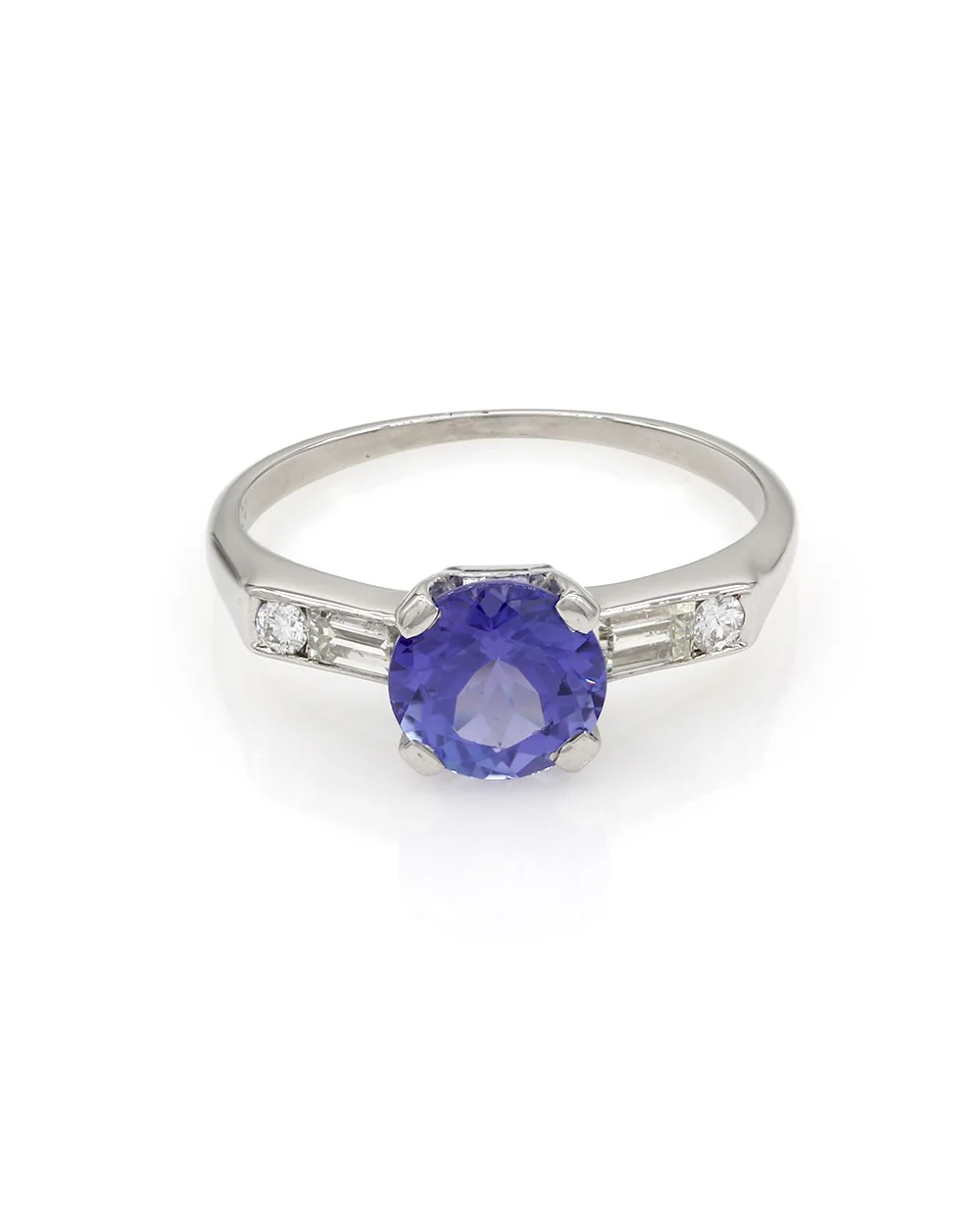 Tanzanite and Diamond Ring in Platinum - Image 2
