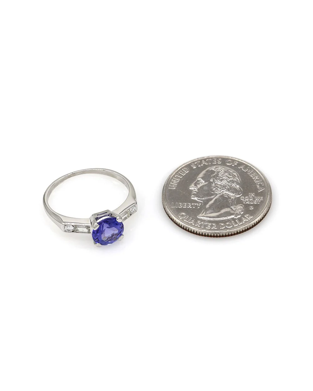 Tanzanite and Diamond Ring in Platinum - Image 3