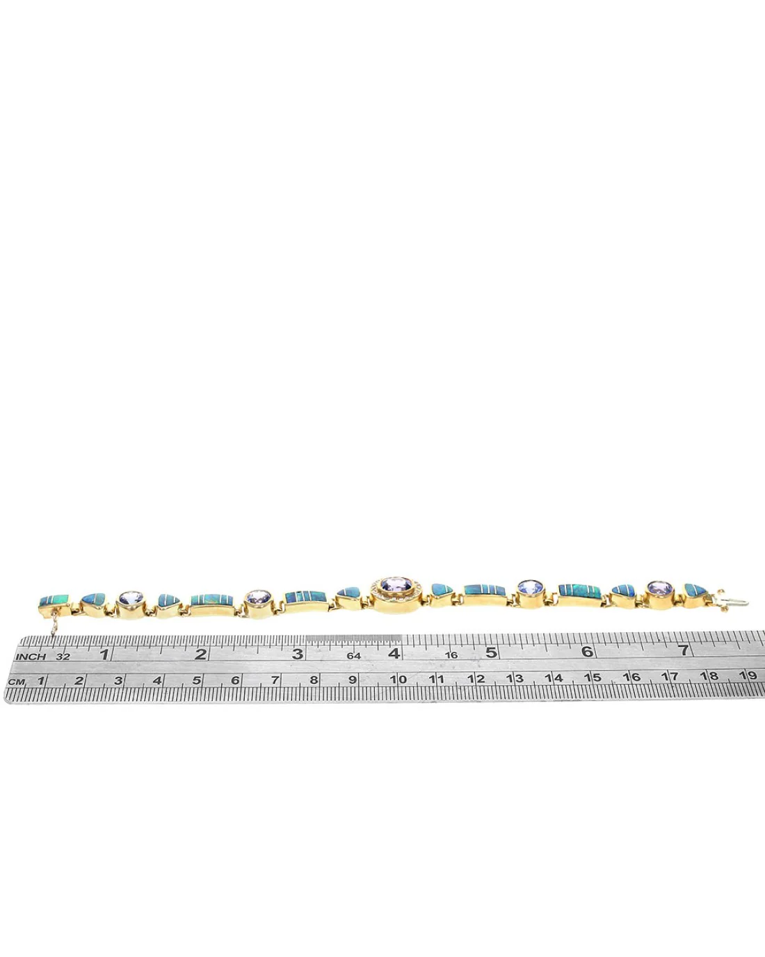 Tanzanite, Opal and Diamond Bracelet in Gold - Image 3