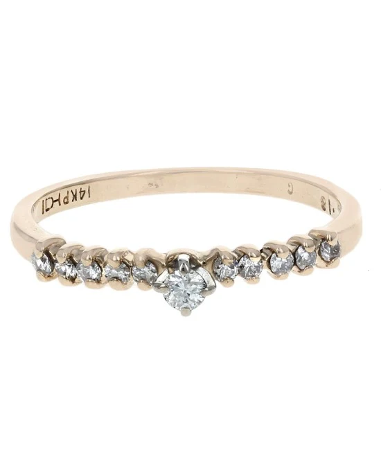 Thin Diamond Ring in White and Yellow Gold - Image 2