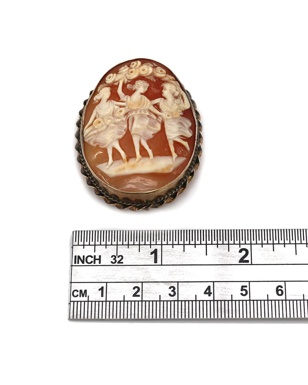 Three Graces Cameo Brooch/Pendant in Gold - Image 3