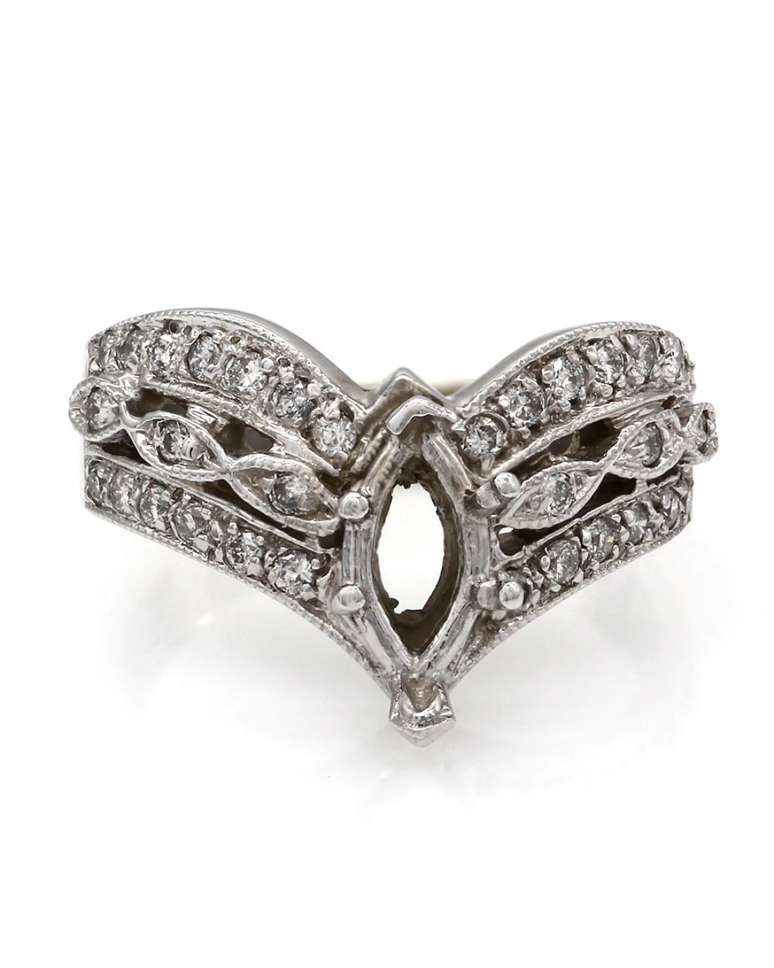 Three Row Diamond Mounting in Gold - Image 2