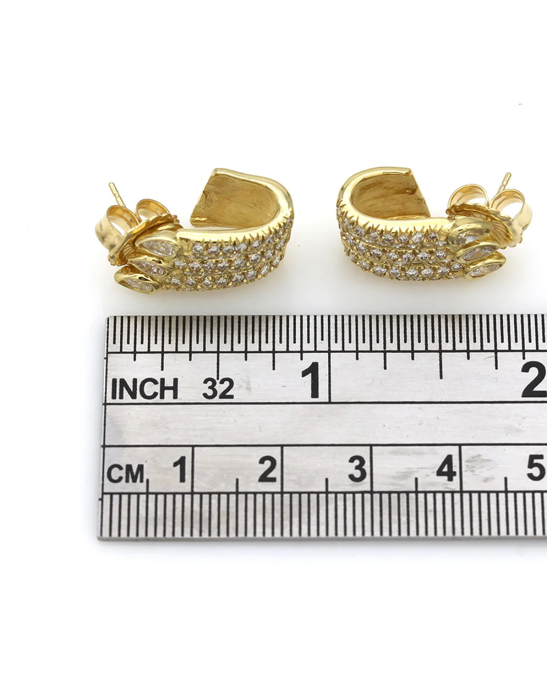 Three Row Pear and Diamnd Pave Earrings - Image 3