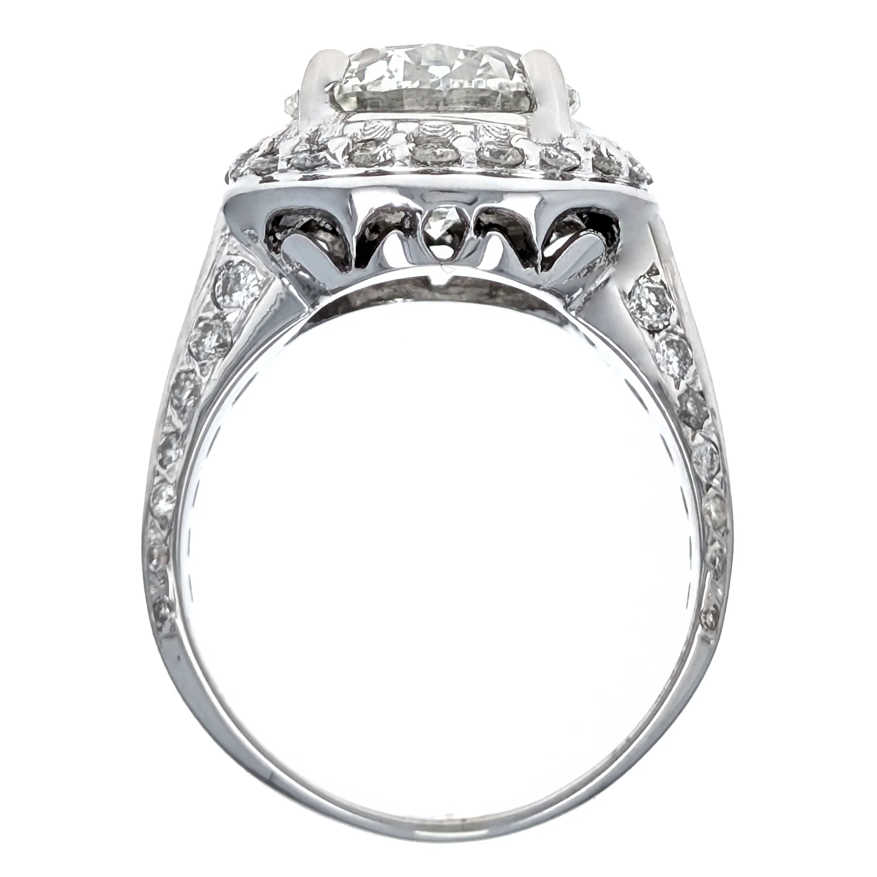 14K White Gold Round Brilliant-Cut Diamond Halo Engagement Ring - Image 2