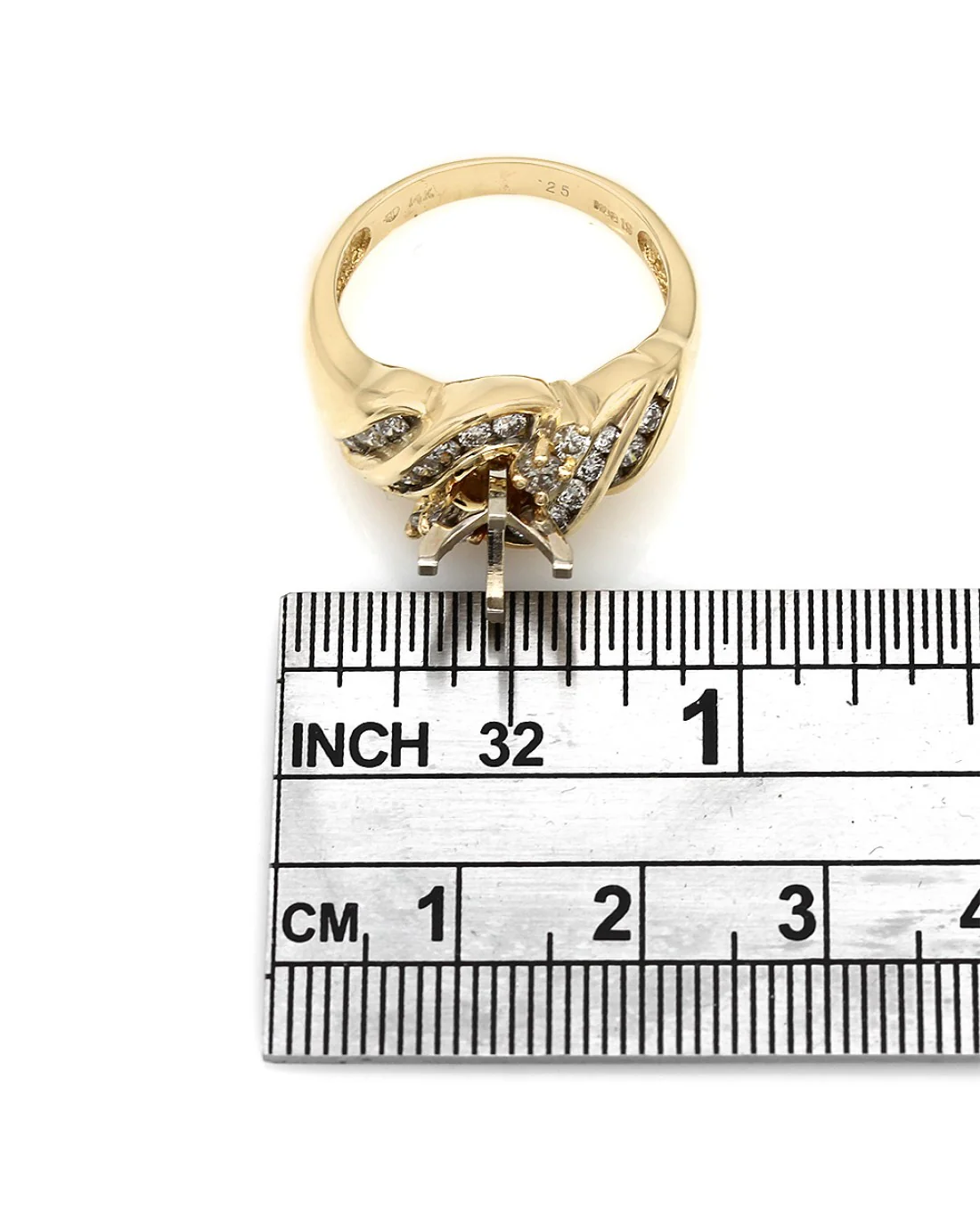 Three Row, Twist Style, Round Diamond Mounting in 14k Yellow Gold - Image 3