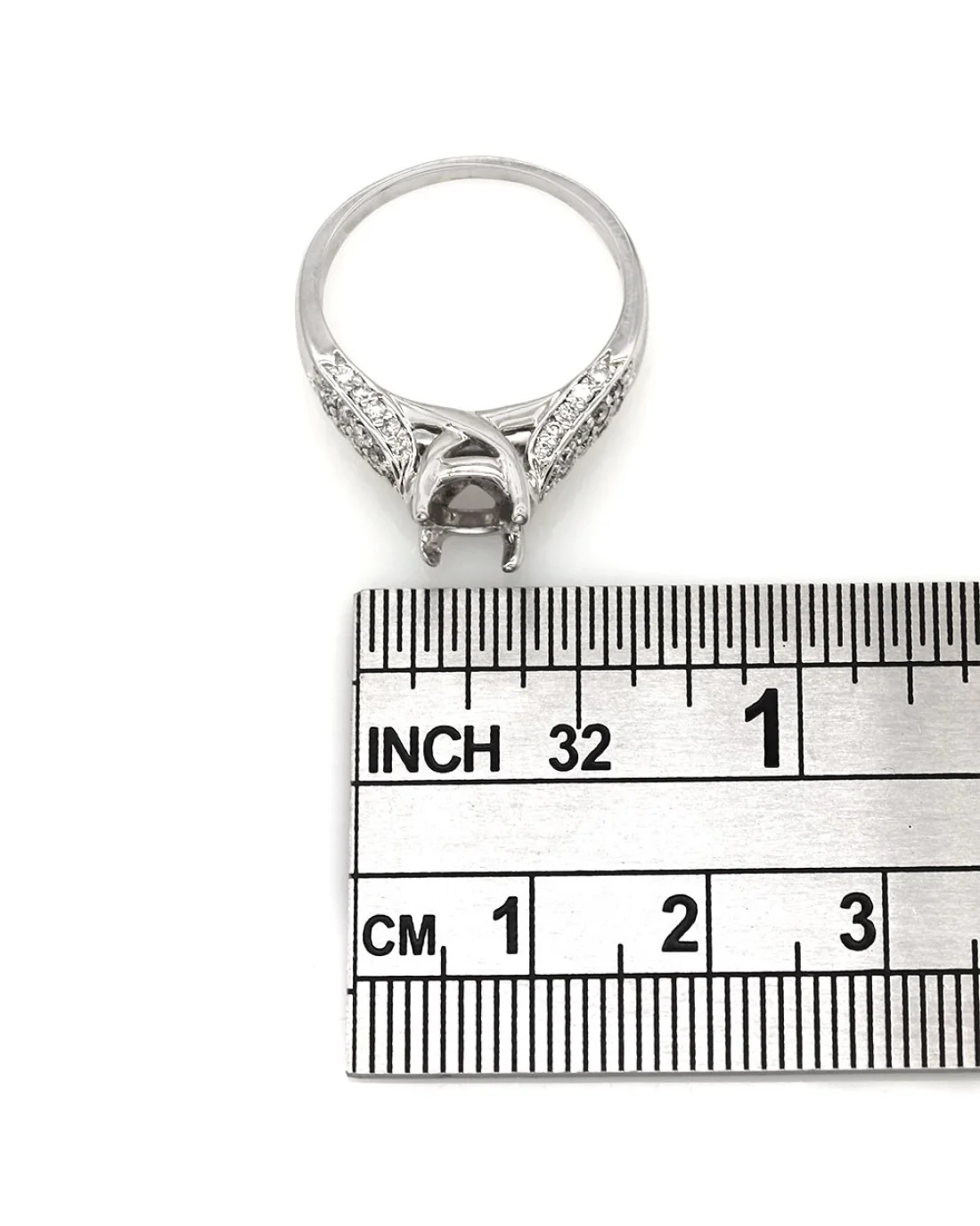 Three Sided Pave Diamond Mounting in Gold - Image 3