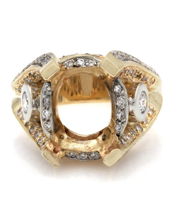 Three Sided, Split Band, Diamond Mounting in 14k Yellow Gold - Image 2