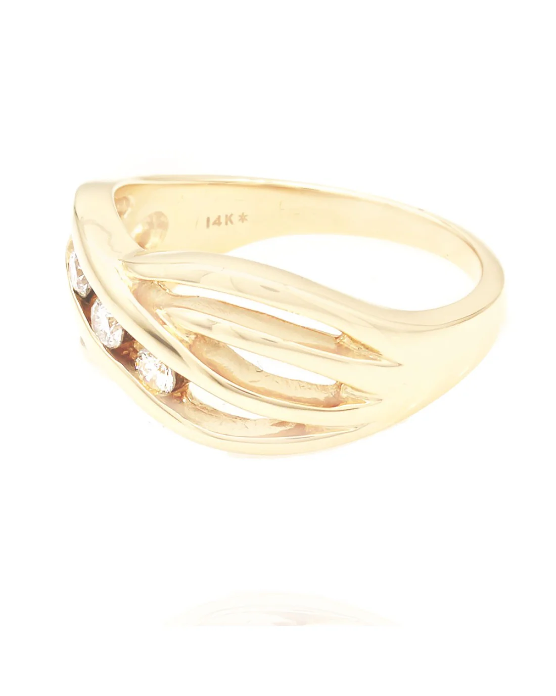Three Stone Diamond Bypass Ring