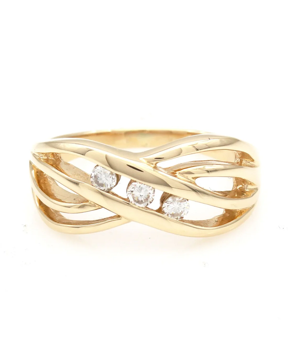 Three Stone Diamond Bypass Ring - Image 2