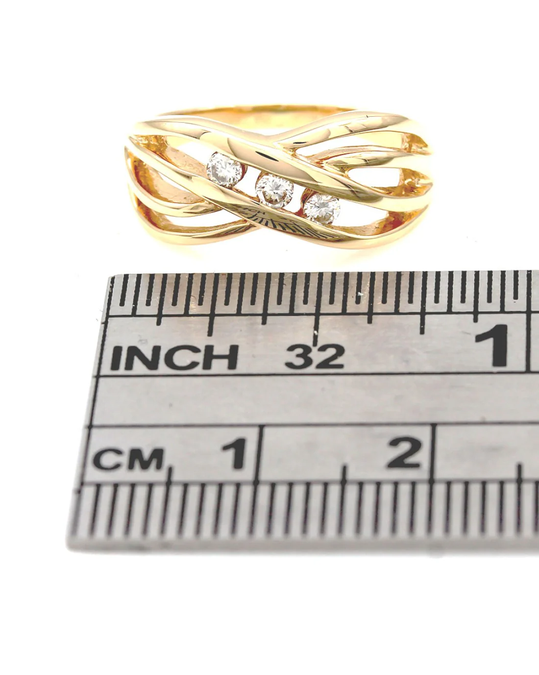 Three Stone Diamond Bypass Ring - Image 3