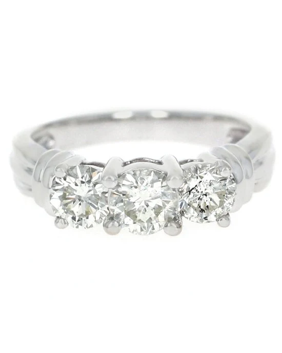 Three Stone Diamond Ring in White Gold - Image 2