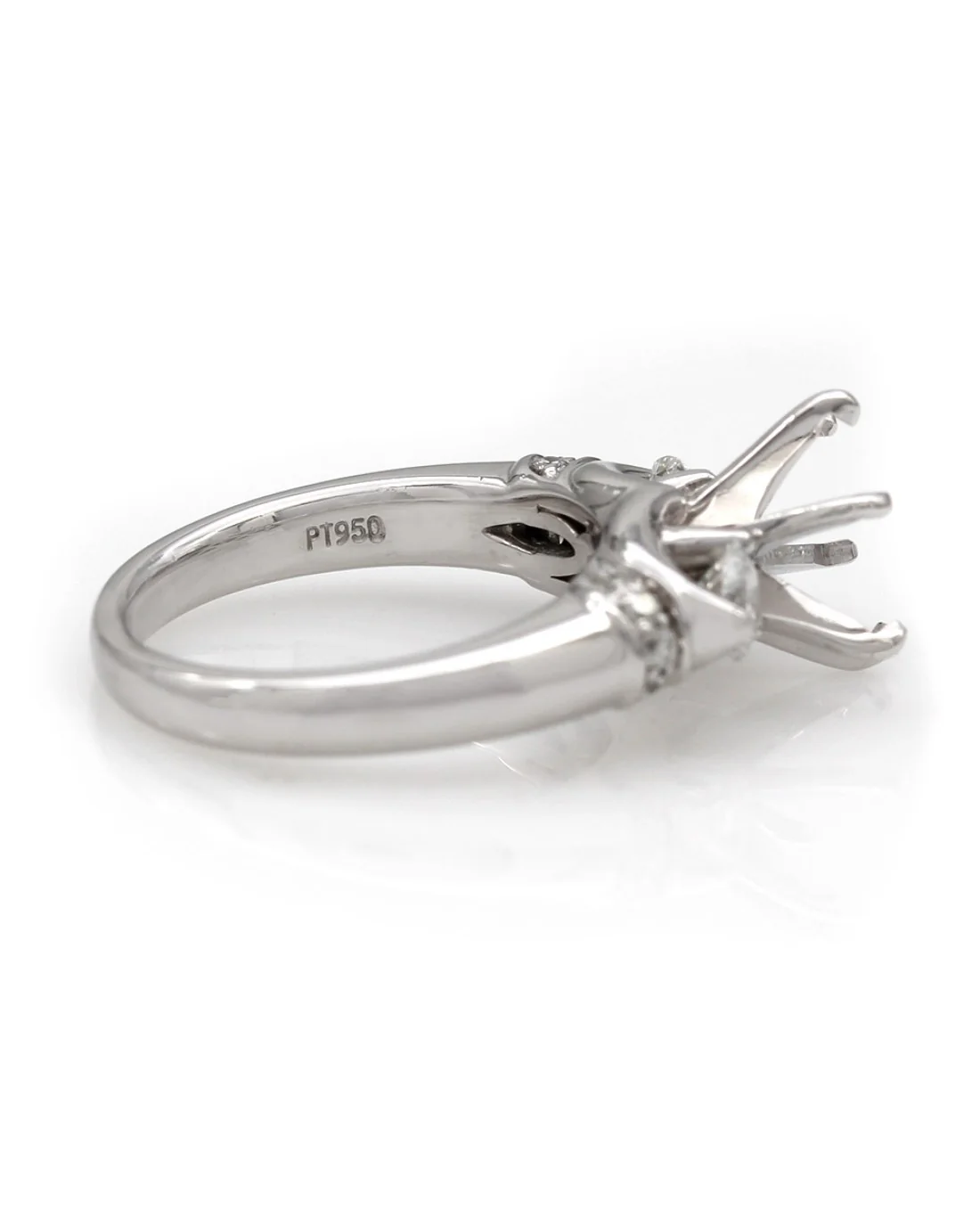 Three Stone, Round Diamond Accented Mounting in Platinum - Image 3