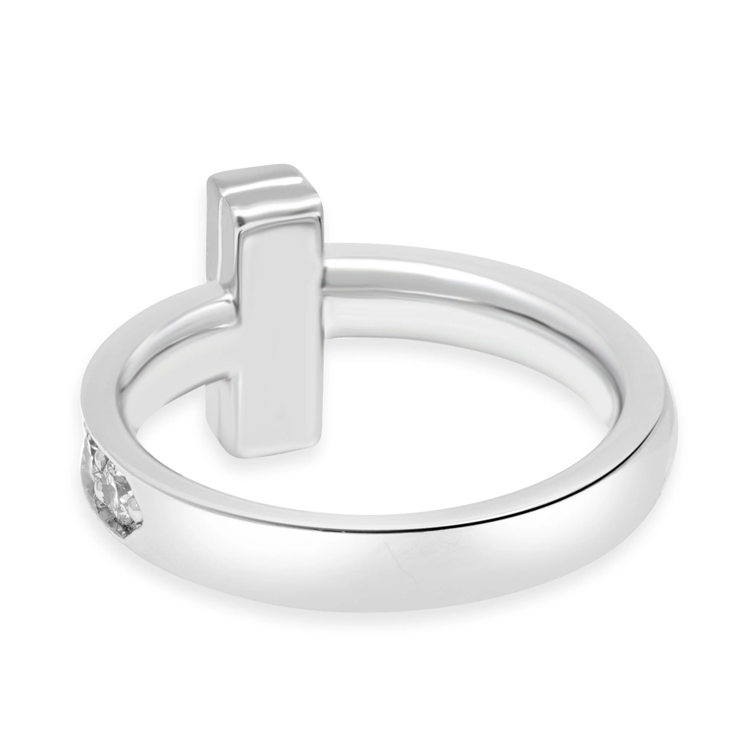Tiffany & Co. 18 Karat White Gold Diamond T Ring - Image 3
