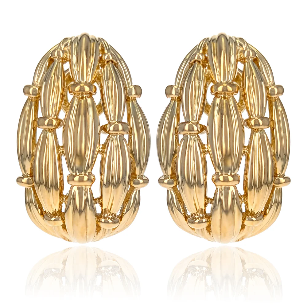 Tiffany & Co. 18K Yellow Gold Signature Series Collection Graduated Fluted Link Earrings