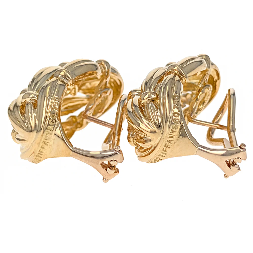 Tiffany & Co. 18K Yellow Gold Signature Series Collection Graduated Fluted Link Earrings - Image 3