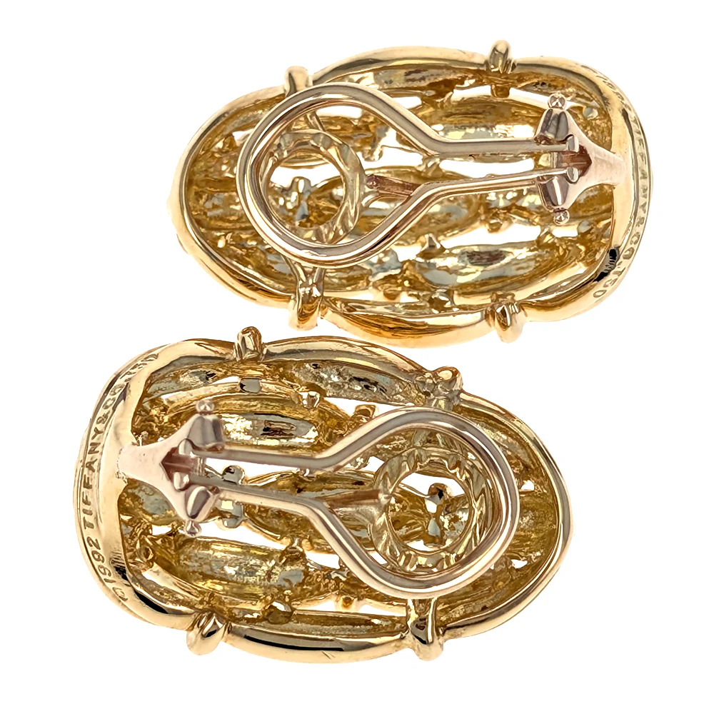 Tiffany & Co. 18K Yellow Gold Signature Series Collection Graduated Fluted Link Earrings - Image 4