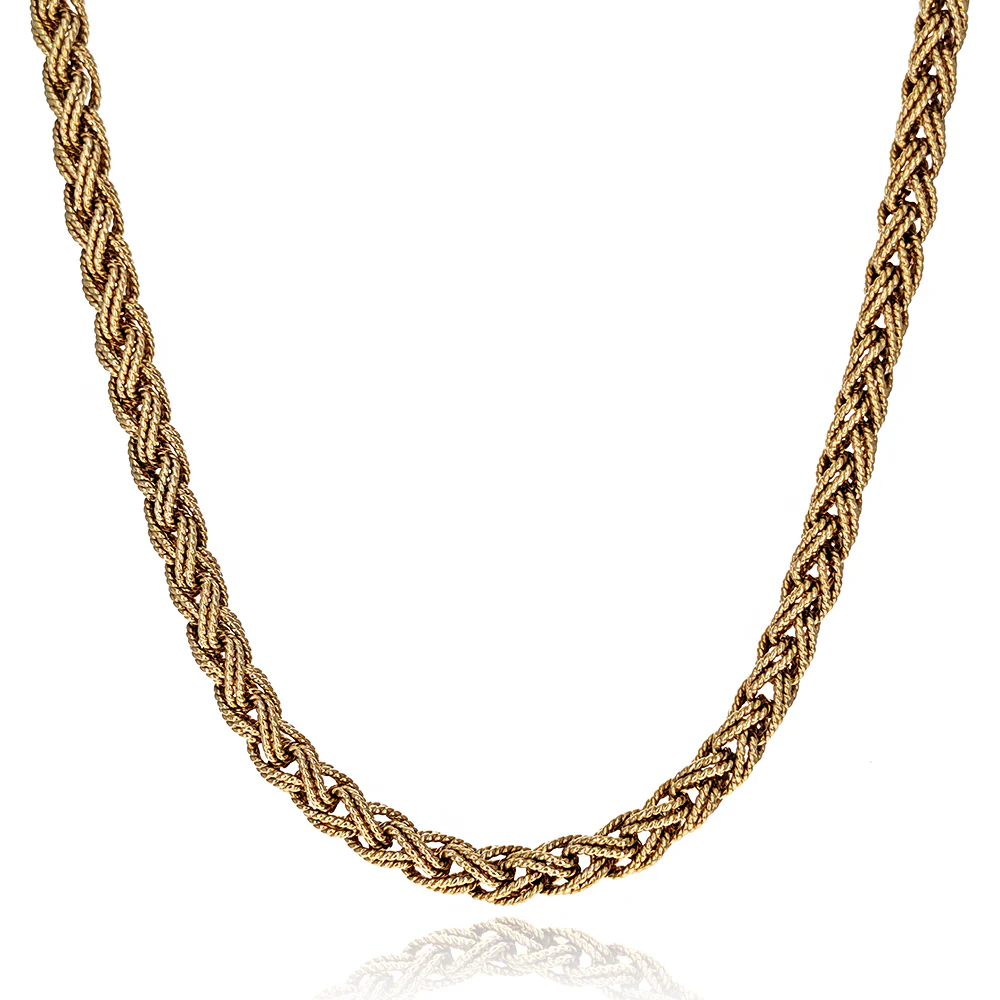 Tiffany & Co. 18K Yellow Gold Vintage Twisted Wire Wheat Chain Necklace