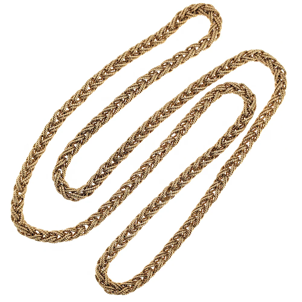 Tiffany & Co. 18K Yellow Gold Vintage Twisted Wire Wheat Chain Necklace - Image 2
