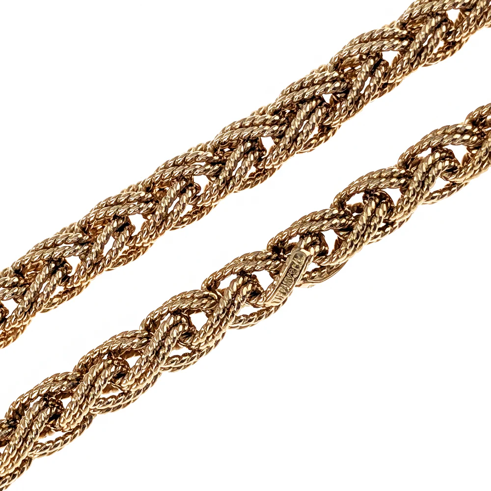 Tiffany & Co. 18K Yellow Gold Vintage Twisted Wire Wheat Chain Necklace - Image 3