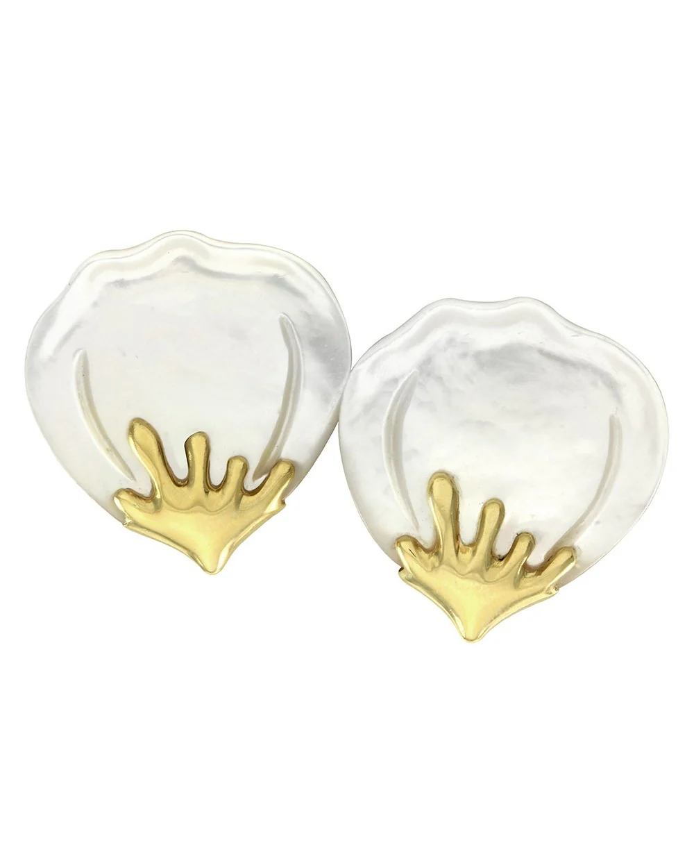 Tiffany & Co. Angela Cummings Mother of Pearl Flower Petal Earrings in Yellow Gold