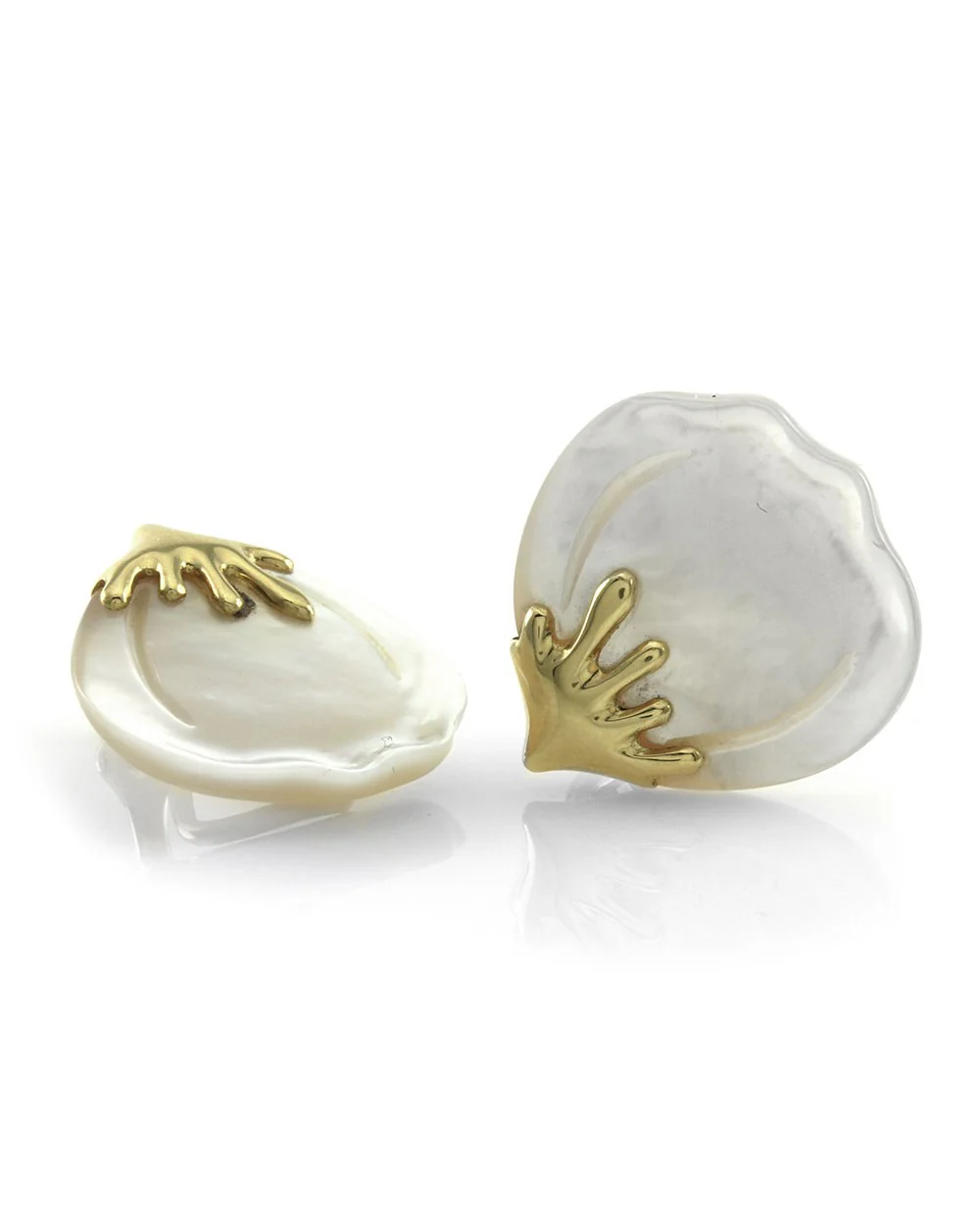 Tiffany & Co. Angela Cummings Mother of Pearl Flower Petal Earrings in Yellow Gold - Image 2