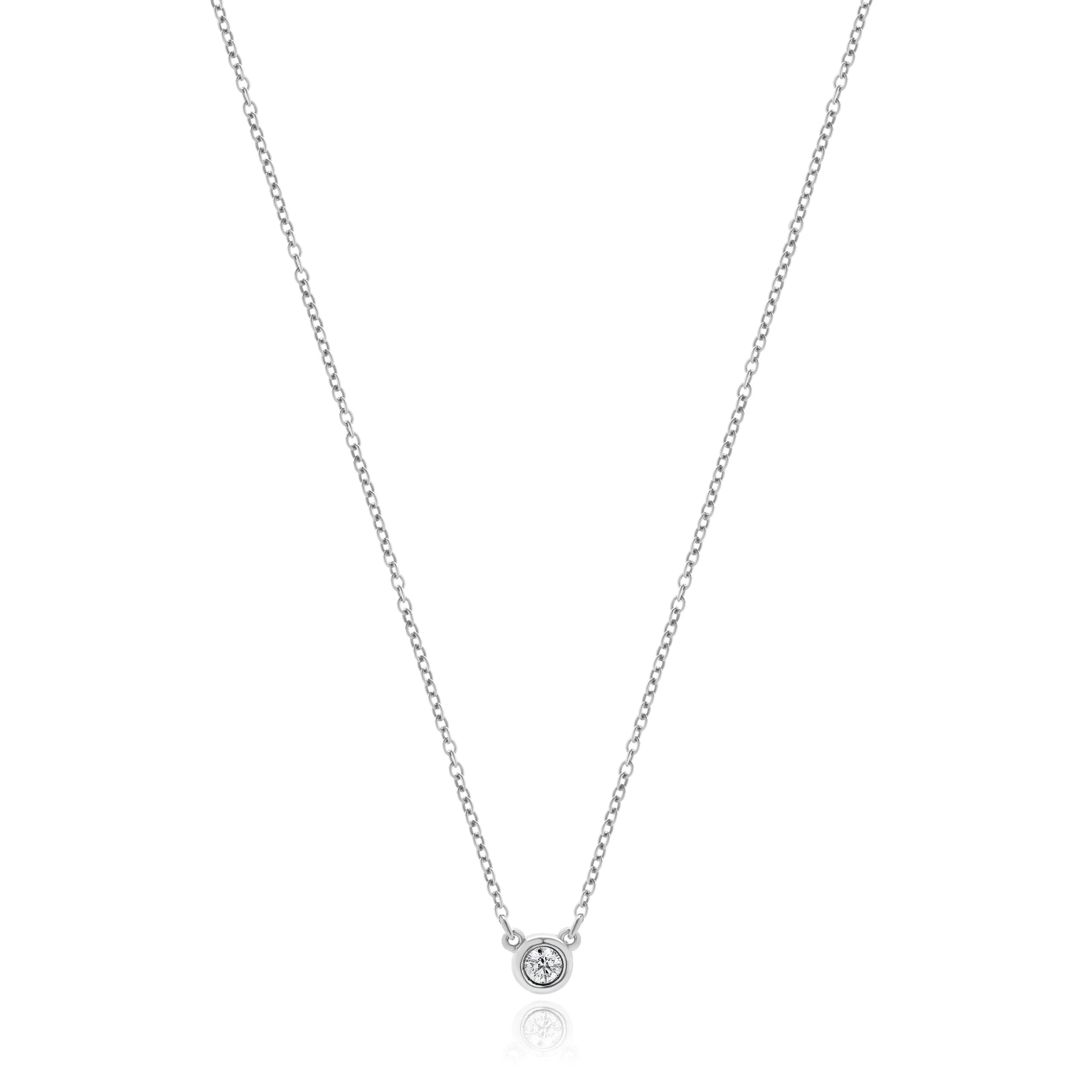 Tiffany & Co. Elsa Peretti Sterling Silver Diamond Solitaire Necklace