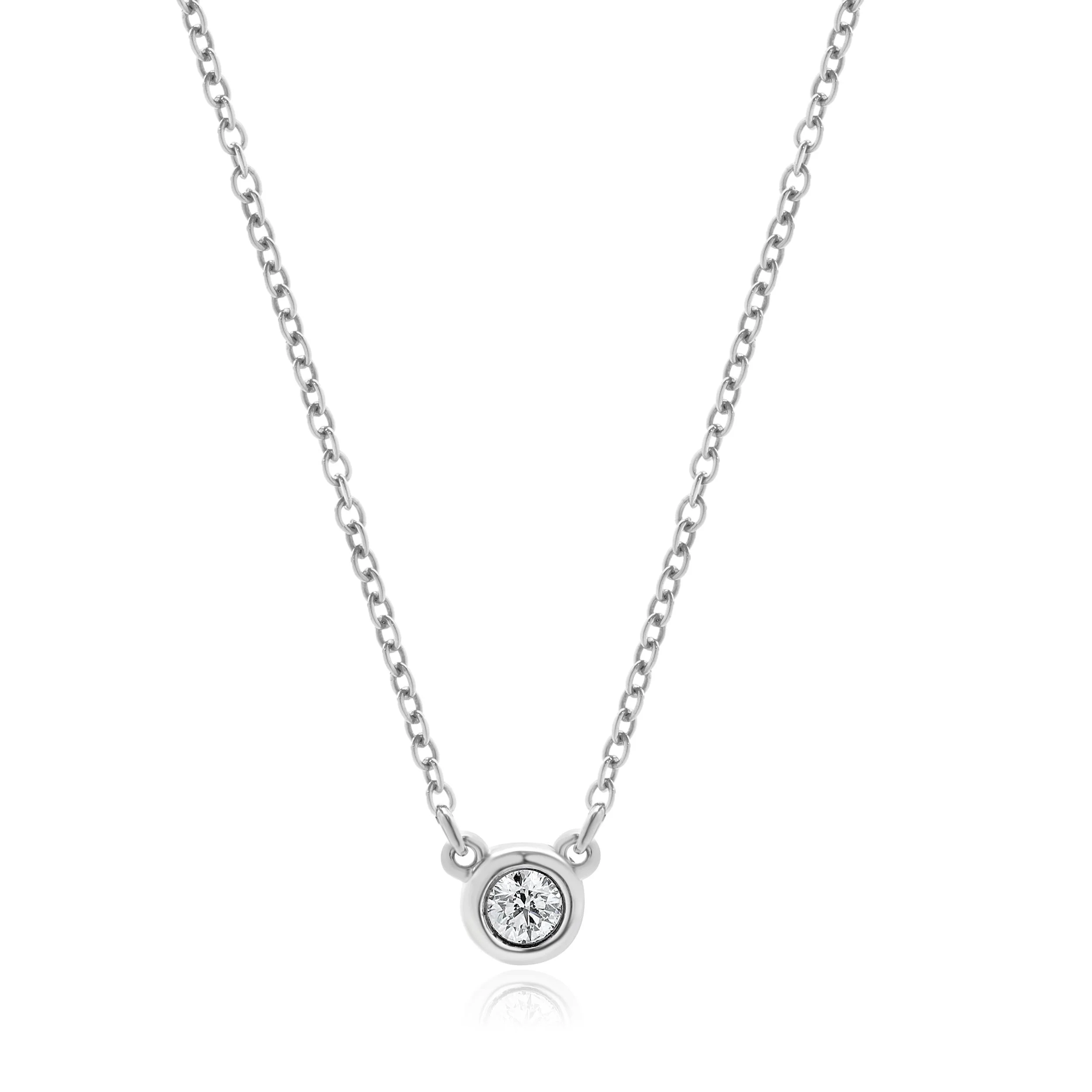 Tiffany & Co. Elsa Peretti Sterling Silver Diamond Solitaire Necklace - Image 2