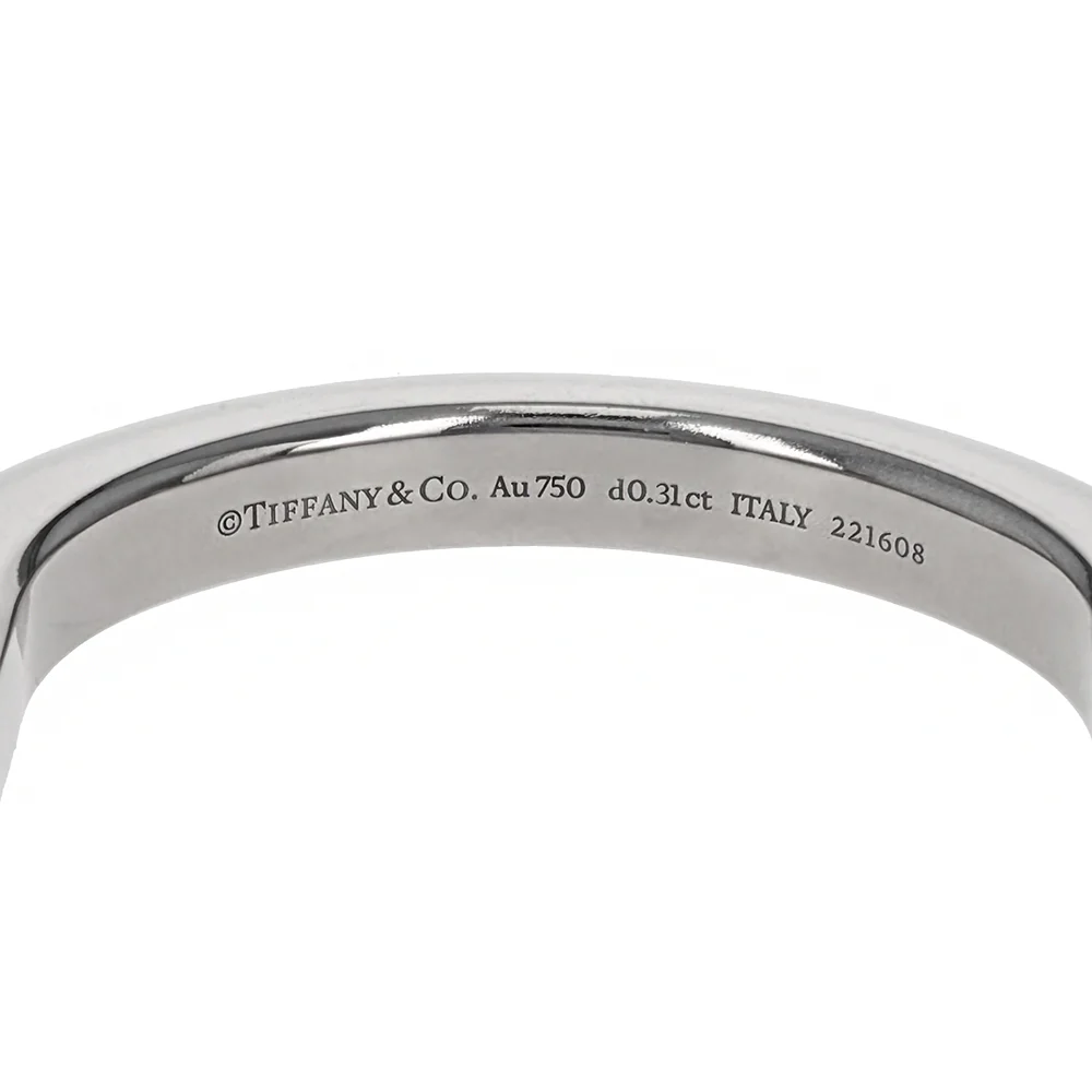 Tiffany & Co Lock 18K White Gold Diamond Accents Bangle Bracelet - Image 4