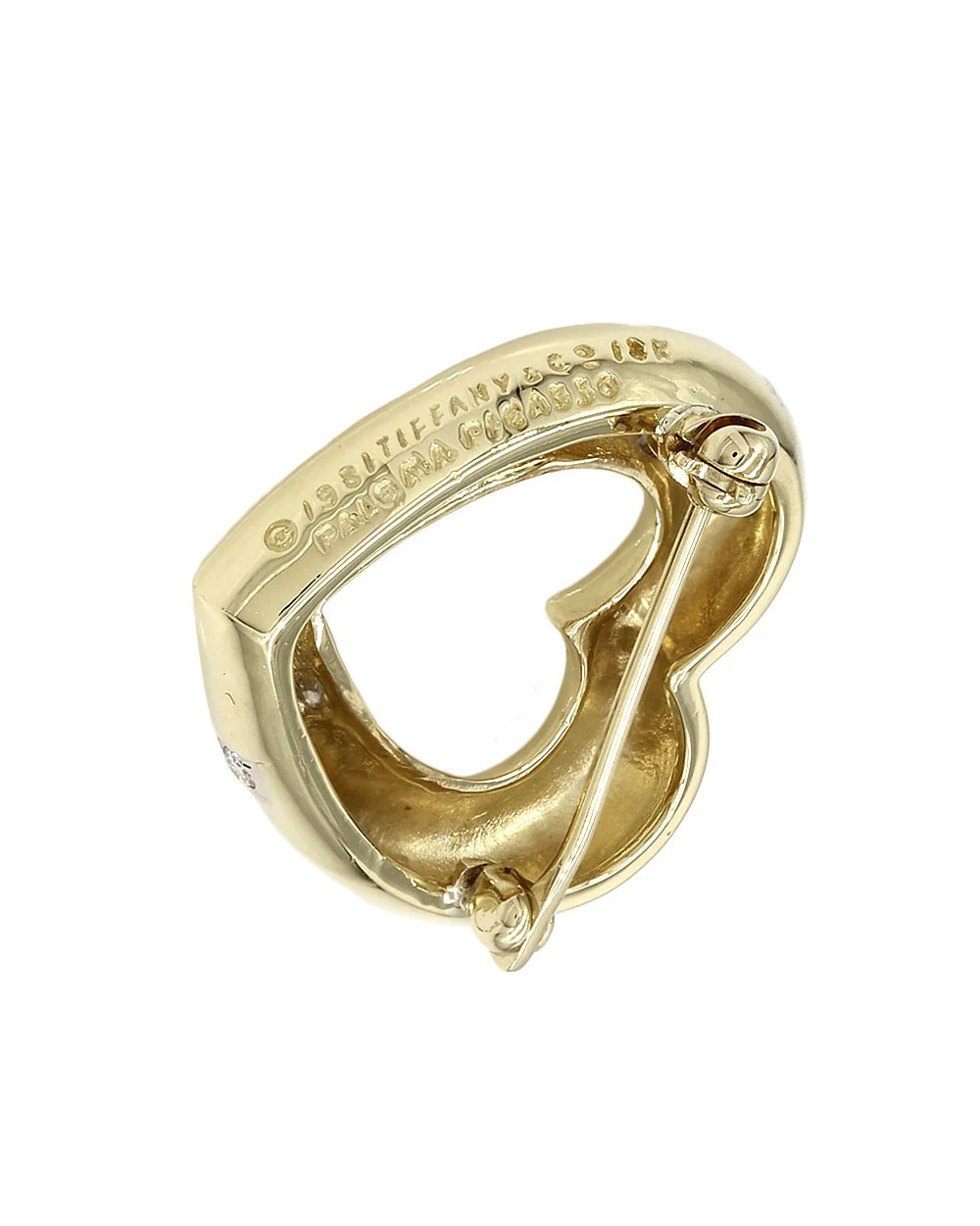 Tiffany & Co. Paloma Picasso Diamond Heart Gold Brooch - Image 2