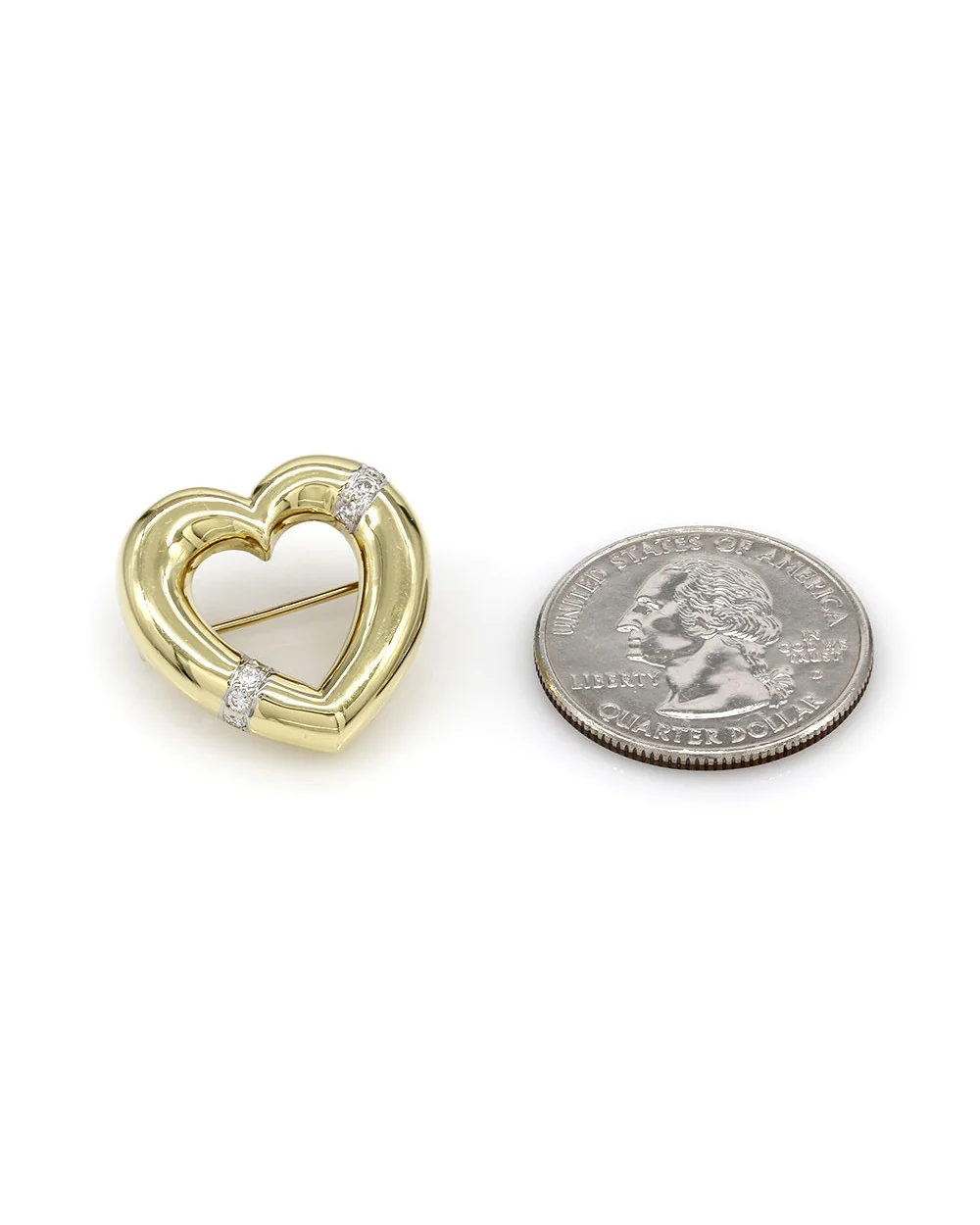 Tiffany & Co. Paloma Picasso Diamond Heart Gold Brooch - Image 3