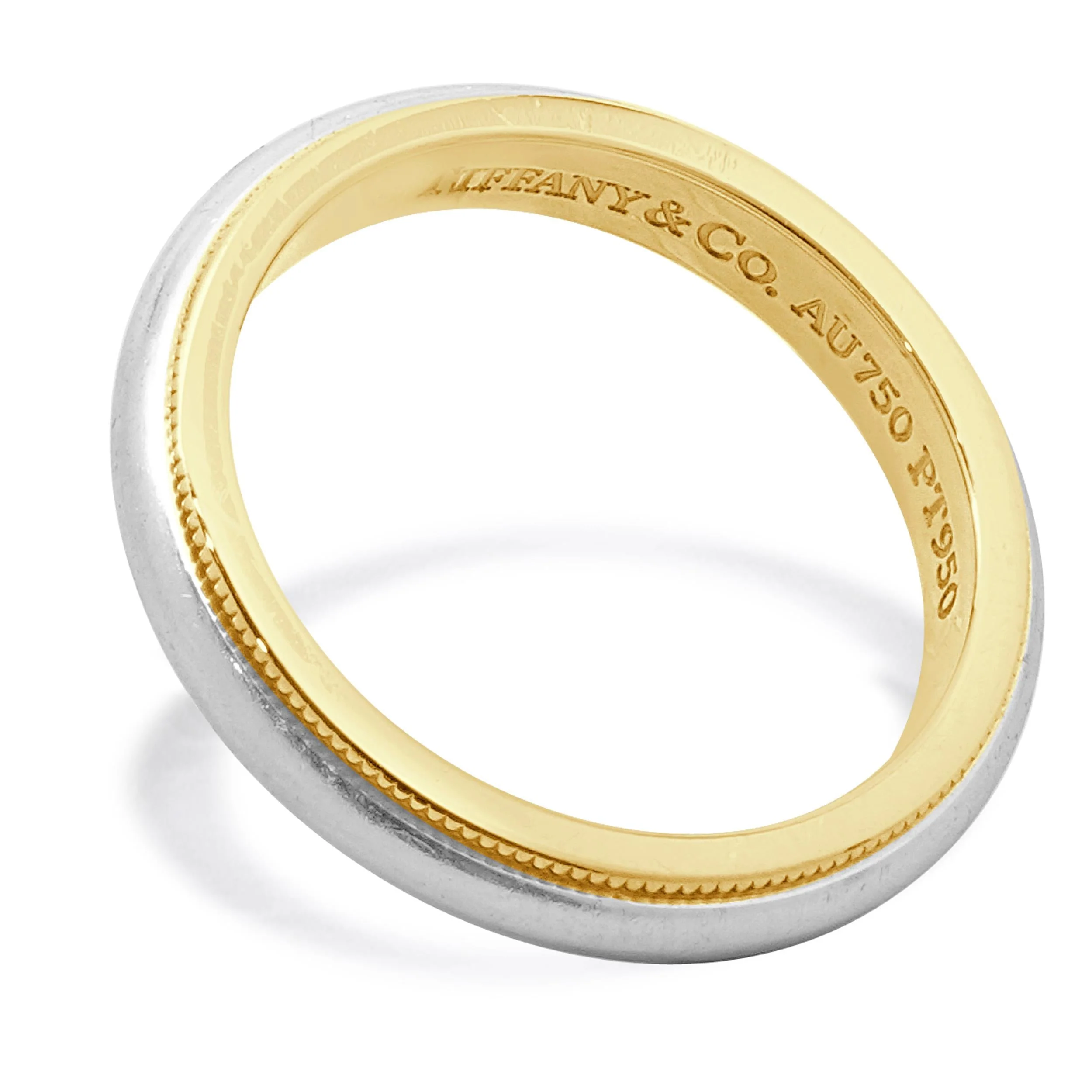 Tiffany & Co. Platinum & 18 Karat Yellow Gold Milgrain Wedding Band - Image 2