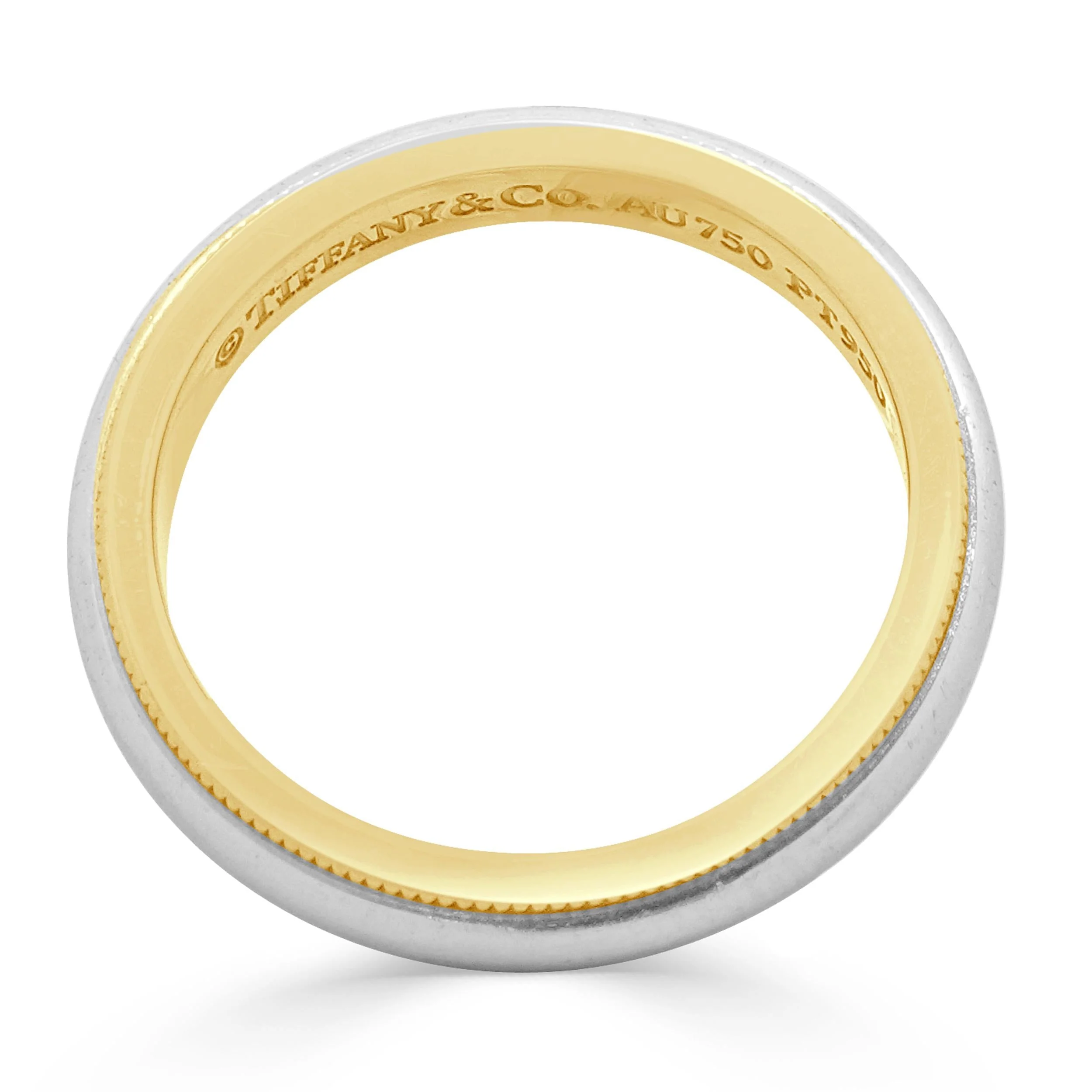 Tiffany & Co. Platinum & 18 Karat Yellow Gold Milgrain Wedding Band - Image 3
