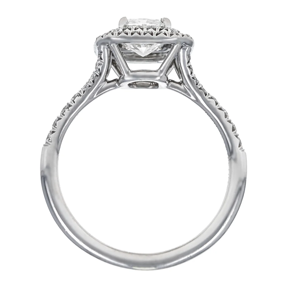 Tiffany & Co Platinum Cushion Cut and Round Diamond Double Halo Engagement Ring - Image 2