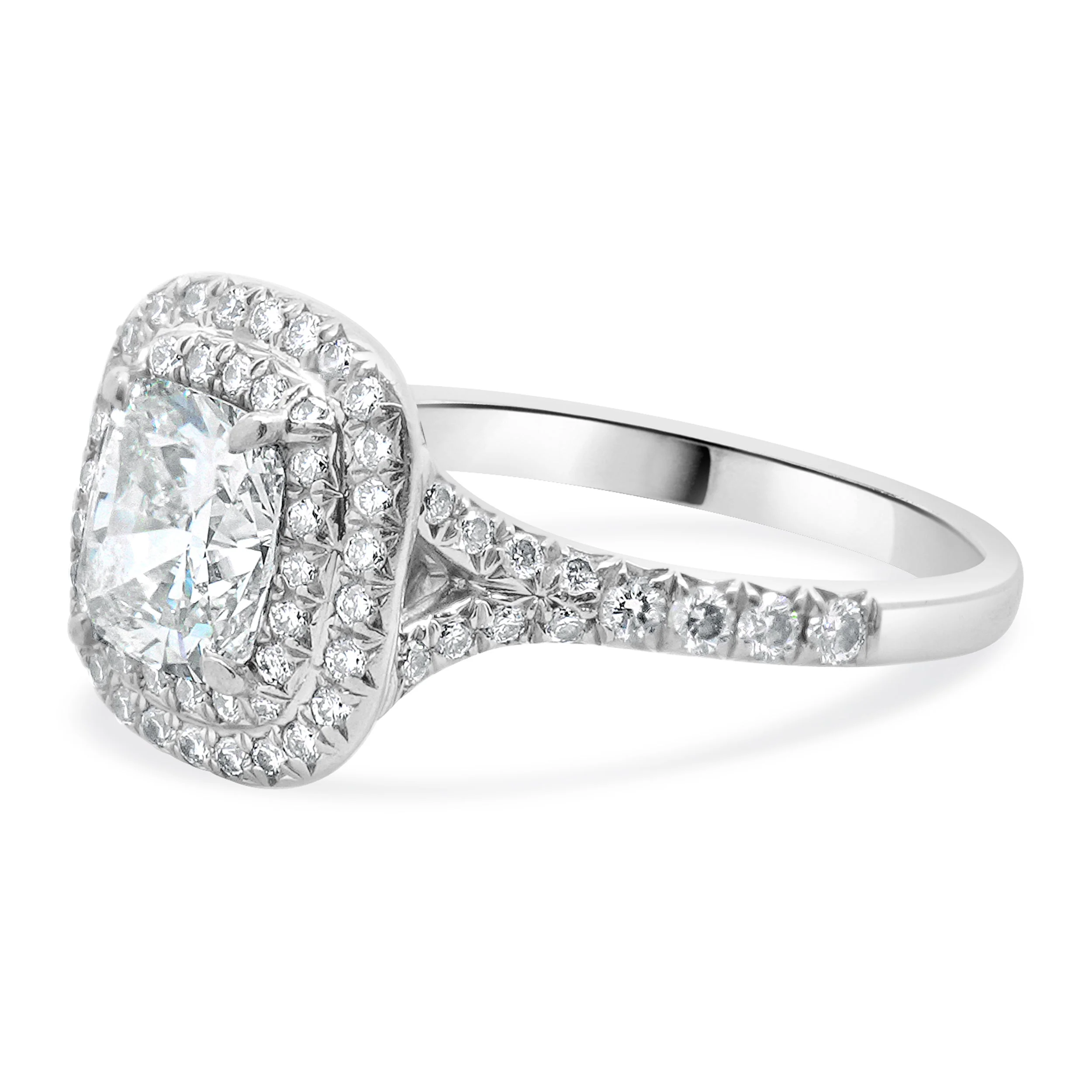 Tiffany & Co. Platinum Cushion Cut Diamond Engagement Ring - Image 2