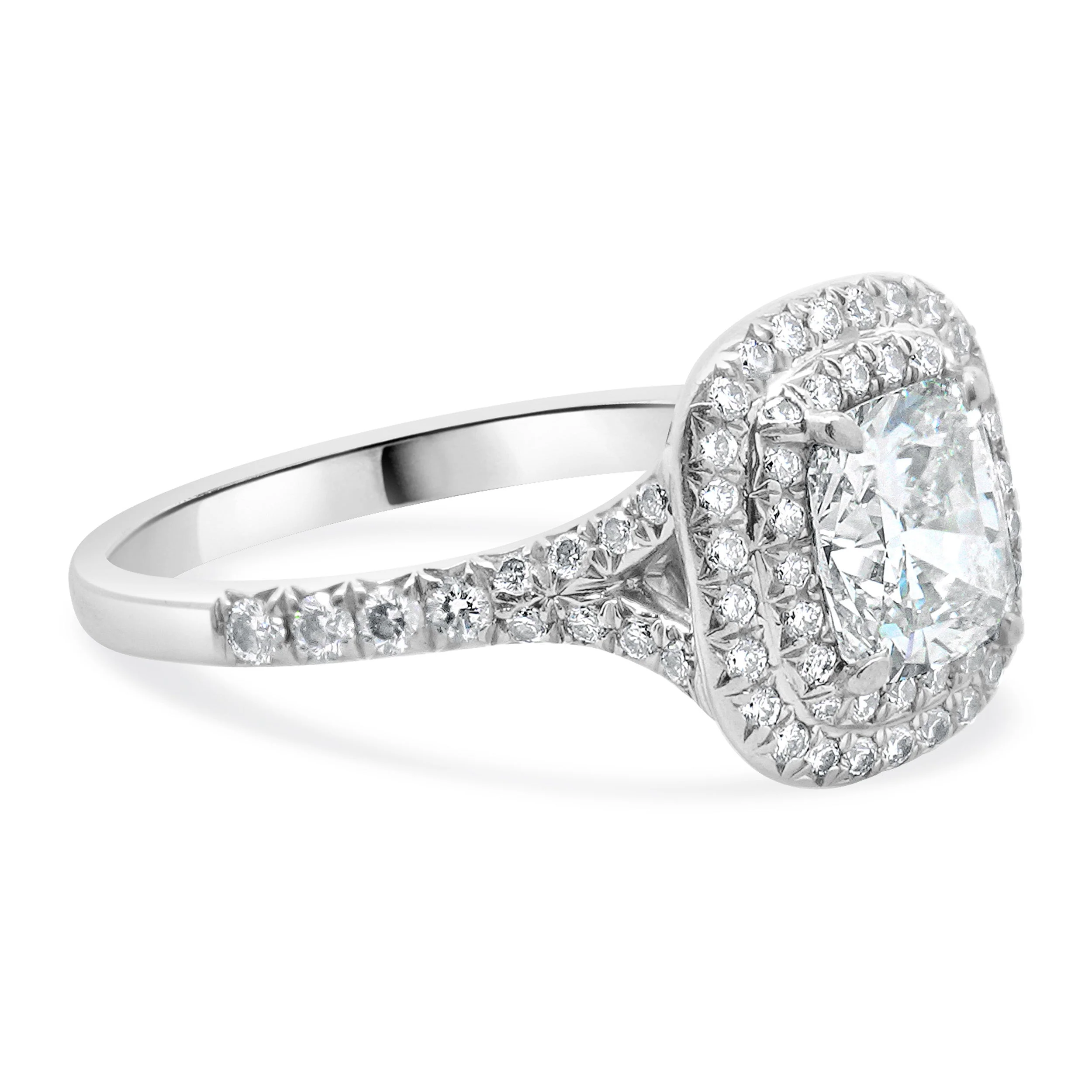 Tiffany & Co. Platinum Cushion Cut Diamond Engagement Ring - Image 4